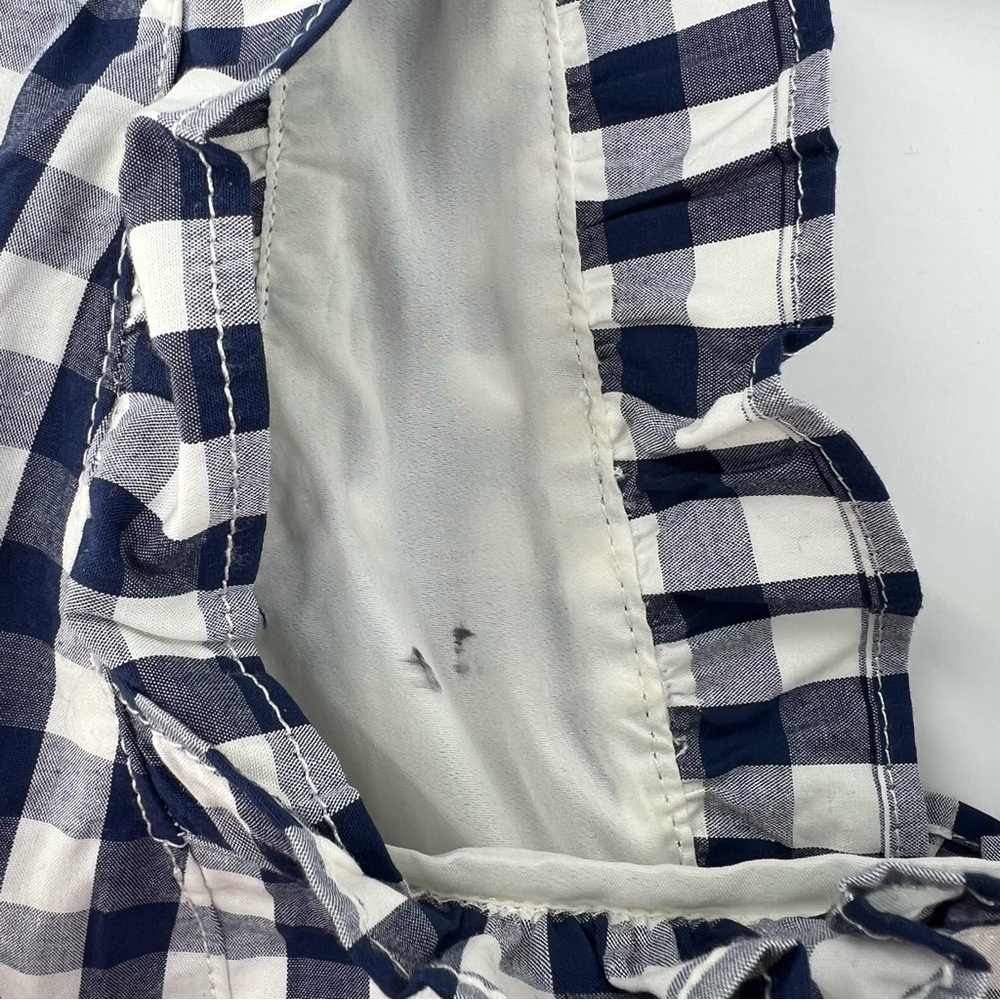 J Crew NWT Ruffle-trim Stretch Cotton Poplin Mini Dress in Gingham Navy size 6 - Picture 8 of 11